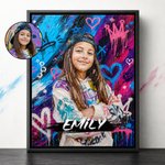 Personalized Graffiti-Style Oil Painting Photo Canvas Prints Home Decor Ship from USA Housewarming Birthday Gift for Family Friends