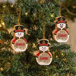 Personalisierter LED Weihnachtsanhänger | Nussknacker-Schneemann-Optik | Holz Dekofigur | Weihnachtsgeschenk für Kinder & Familie