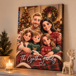 Personalised Stylized 3D Cartoon Art Photo Canvas Prints with Text Home Decor Ship from USA Christmas Gift for Family