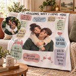 Personalized 3D-Style Art Photo 10 Reasons Why I Love You Soft Throw Blanket Home Decor Birthday Christmas Anniversary Gift for Couple