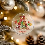 Personalised Happy HoHoHo to You Santa Claus Acrylic Ceramic Ornament with Initial Name and Year Tree Decor Christmas Gift for Kids Family