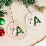 Personalised Nutcracker Clara Ballet Girl Faux Glitter Christmas Ornament with Initial Name Holiday Tree Decor Recital Gift for Ballerinas Dancers
