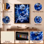 Personalized Lightning Heroes Sports Style Photo Canvas Prints with Name and Number Home Decor Ship from USA Birthday Gift for Football Lovers