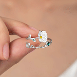 Personalized Enamel Birth Flower Birthstone Sterling Silver Ring Dainty Jewelry with Name Wedding Anniversary Gift for Couple Women