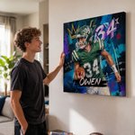 Stampe su tela personalizzate con foto di calciatori in stile graffiti a olio, con nome – Decorazioni per la casa – Spedizione dagli Stati Uniti – Regalo di compleanno per calciatori