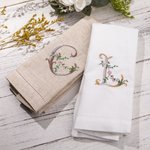 Servilletas de Lino Personalizadas con Letras Florales Bordadas Regalo para Fiesta de Boda Arreglo
