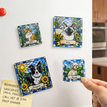 Personalised Stained Glass Style Pet Photo Glitter Fridge Magnet with Name Home Decor Birthday Housewarming Anniversary Gift for Pet Owner Friend