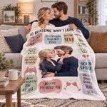 Personalized 3D-Style Art Photo 10 Reasons Why I Love You Soft Throw Blanket Home Decor Birthday Christmas Anniversary Gift for Couple
