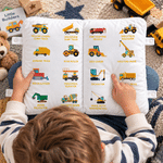 Personalized Construction Truck Multicolour Book-Shaped Throw Pillow with Name Playroom Decor Christmas Birthday Gift for Boys Girls Truck Lovers Kids