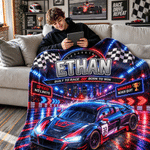 Personalised Fantasy Racing Car Photo Soft Throw Blanket with Name Home Decor Racing Birthday Gift for Racing Lover