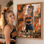 Personalized Abstract Oil Painting Style Cheerleader Photo Canvas Prints with Name and Text Home Decor Birthday Gift for Cheerleaders