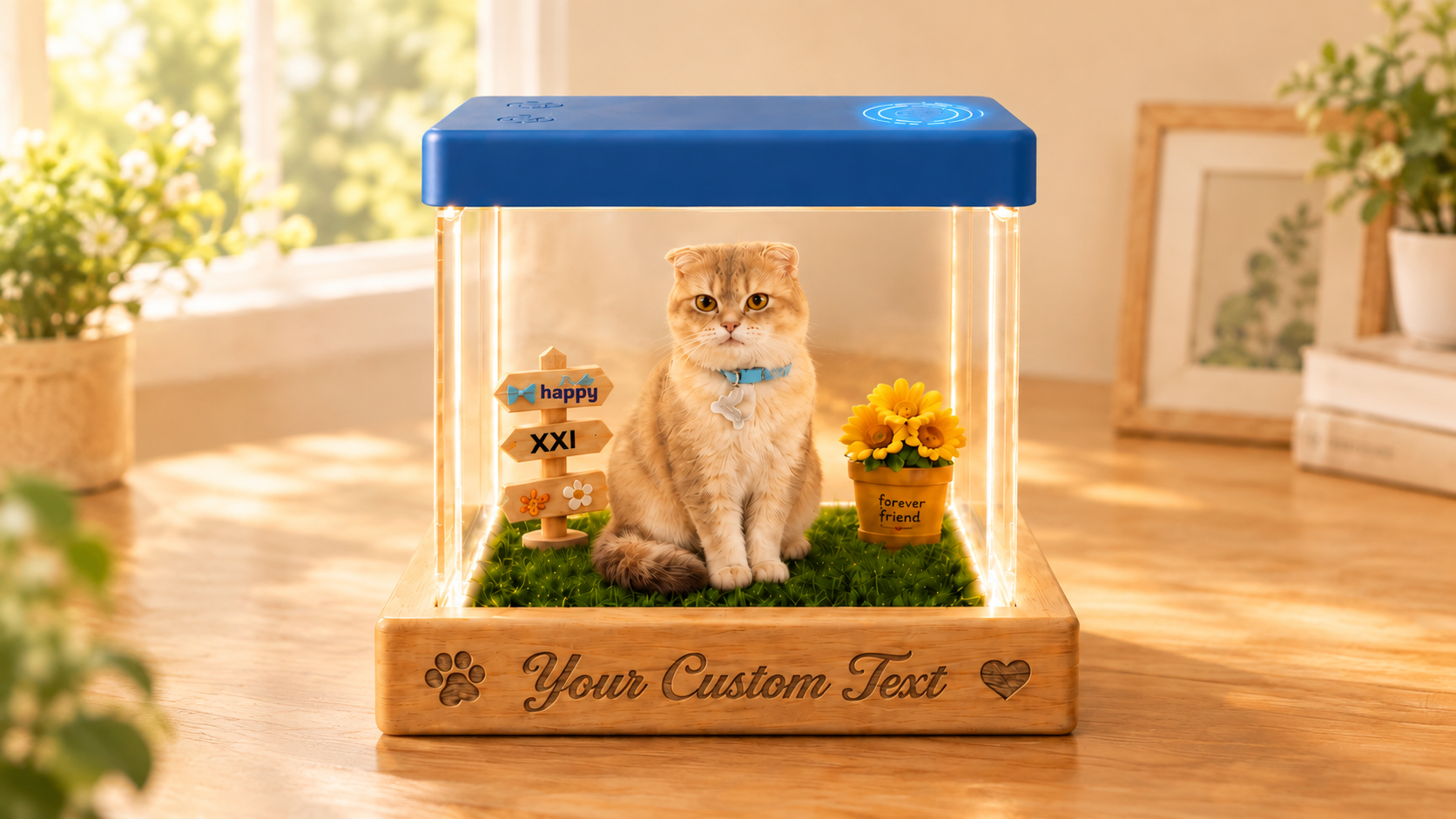 Screen Edition pet house showing the top touch control