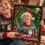 Personalized Christmas Theme Graffiti Oil Painting Style Photo Canvas Prints with Name Home Decor Christmas Gift for Family Friends