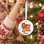 Personalized 3D-Effect Artwork Christmas Cartoon Character Photo Heart Circle Ornament with Name Christmas Eve Party Gift for Kids Family Friends