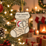 Personalised Merry Christmas Santa Hat Footprints Christmas Ornament with Title Name and Year Tree Decor Christmas Gift for New Parents Family