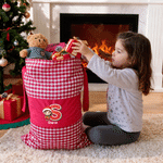 Personalized 3D-Effect Artwork Kid Character Photo Plaid Christmas Gift Bag with Name and Initial Christmas Gift for Kids Family