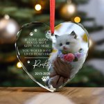 Personalized Paw Print Photo Heart Round Ornament with Name and Year Tree Decor Birthday Memorial Christmas Gift for Pet Lovers Owners 1