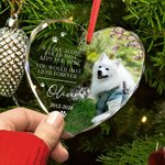 Personalized Paw Print Photo Heart Round Ornament with Name and Year Tree Decor Birthday Memorial Christmas Gift for Pet Lovers Owners 3
