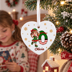 Personalized 3D-Effect Artwork Christmas Cartoon Character Photo Heart Circle Ornament with Name Christmas Eve Party Gift for Kids Family Friends