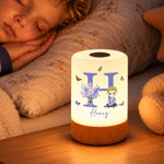 Veilleuse personnalisée avec fleur de naissance et personnage de dessin animé, à intensité variable et couleurs changeantes, avec prénom et initiale – Décoration de chambre, cadeau d'anniversaire pour 4