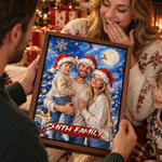 Personalized Christmas Theme Graffiti Oil Painting Style Photo Canvas Prints with Name Home Decor Christmas Gift for Family Friends