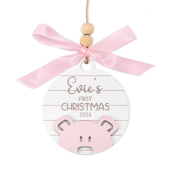 Gepersonaliseerde Houten Baby's Eerste Kerstbal met Gepersonaliseerde Naam Kerstcadeau voor een Nieuwe Baby