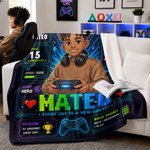 Couverture douillette personnalisée avec photo de profil de joueur, prénom et niveau – Décoration d'intérieur, cadeau d'anniversaire ou pour une soirée jeux, idéal pour les passionnés de jeux