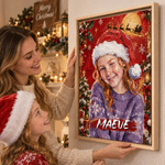Personalized Christmas Theme Graffiti Oil Painting Style Photo Canvas Prints with Name Home Decor Christmas Gift for Family Friends