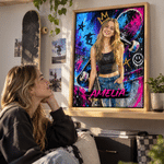 Personalized Skateboarding Graffiti Oil Painting Style Photo Canvas Prints with Name Home Decor Birthday Gift for Skateboarding Lovers
