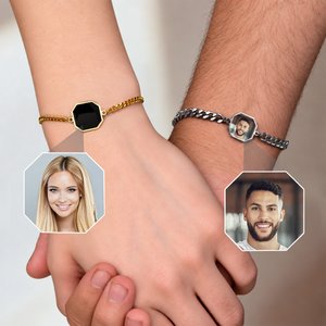 Pulsera personalizada con foto oculta termosensible y texto grabado, regalo de aniversario y cumpleaños para parejas y mejores amigos