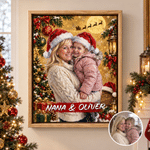 Personalized Christmas Theme Graffiti Oil Painting Style Photo Canvas Prints with Name Home Decor Christmas Gift for Family Friends