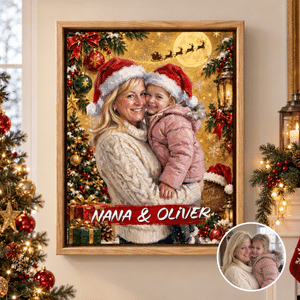 Personalized Christmas Theme Graffiti Oil Painting Style Photo Canvas Prints with Name Home Decor Christmas Gift for Family Friends