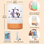 Veilleuse personnalisée avec fleur de naissance et personnage de dessin animé, à intensité variable et couleurs changeantes, avec prénom et initiale – Décoration de chambre, cadeau d'anniversaire pour 9
