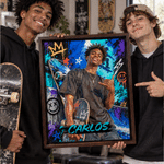 Personalized Skateboarding Graffiti Oil Painting Style Photo Canvas Prints with Name Home Decor Birthday Gift for Skateboarding Lovers
