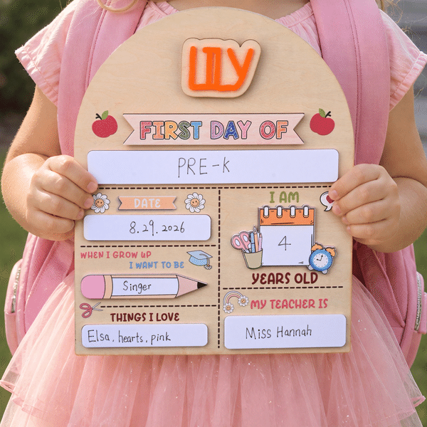 Personalized Colorful Double Layer Wooden First and Last Day of School Sign with Name Back to School  Gift for Kindergarten New Student Families