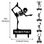 Personalized Spooky Season Skull Skeleton Garden Sign Yard Stake with Text Festival Outdoor Decor Halloween Party Gift for Family Friend