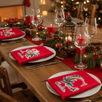 Personalized Holly Gold Initial 100% Cotton Red Christmas Napkin with Name Table Decor Christmas Gift for Family Friends
