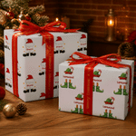 Personalized Christmas-Theme Pattern Wrapping Paper Set of 3 with Name Christmas Party Favor Gift for Kids Friends
