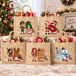 Personalized 3D-Effect Art Cartoon Character Photo Snowflake Tote Bag with Name and Initial Christmas Eve Party Gift for Girls Boys