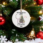 Personlig første jul som sykepleier Keramisk hengende ornament med navn og årstall Tredekorasjon Julegave til nye sykepleiere