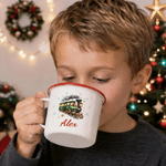 Personalized Cute Snowman Santa Claus 12 oz Enamel Mug with Name Daily Use Christmas Party Gift for Children