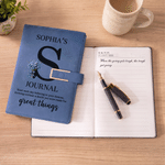 Personalized Birth Flower A5 PU Leather Journal Notebook with Name Daily Use Christmas Birthday Gift for Women Friends