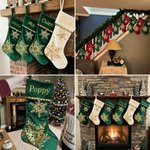 Personalised Gorgeous Golden Sequin Snowflake Velvet Christmas Stocking with Name Christmas Holiday Gift For Family Kids