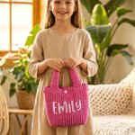 Personalized Multicolor Cute Embroidered Name Corduroy Crossbody Bag Birthday Back to School Gift for Kids Girls Boys