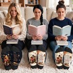 Personalised Reading Character Read Famous Quote Soft Mid-Calf Socks with Name and Text Daily Wear Birthday Christmas Gift for Book Lovers Women