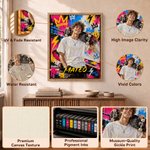 Personalized Skateboarding Graffiti Oil Painting Style Photo Canvas Prints with Name Home Decor Birthday Gift for Skateboarding Lovers