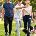 Personalized Paw Print Walking Dog Comfortable Pocket Drawstring Sports Sweatpants with Name Birthday Gift Dog Owners