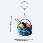 Personalised Cute Knitting Theme Pattern Design Acrylic Keyring with Name Birthday Gift for Knitting Lovers 6