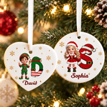 Personalized 3D-Effect Artwork Christmas Cartoon Character Photo Heart Circle Ornament with Name Christmas Eve Party Gift for Kids Family Friends