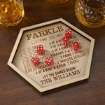 Personalized Farkle Dice Game Tray with Bag Wooden Reference Cards and Dice Holder Birthday Family Game Night Christmas Gift for Farkle Dice Lover